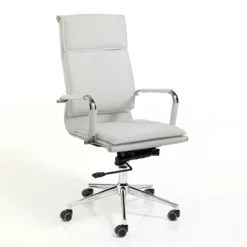 Premier white sedia da ufficio regolabile e girevole in pelle sintetica bianca con ruote 57x66 h110/120 cm
