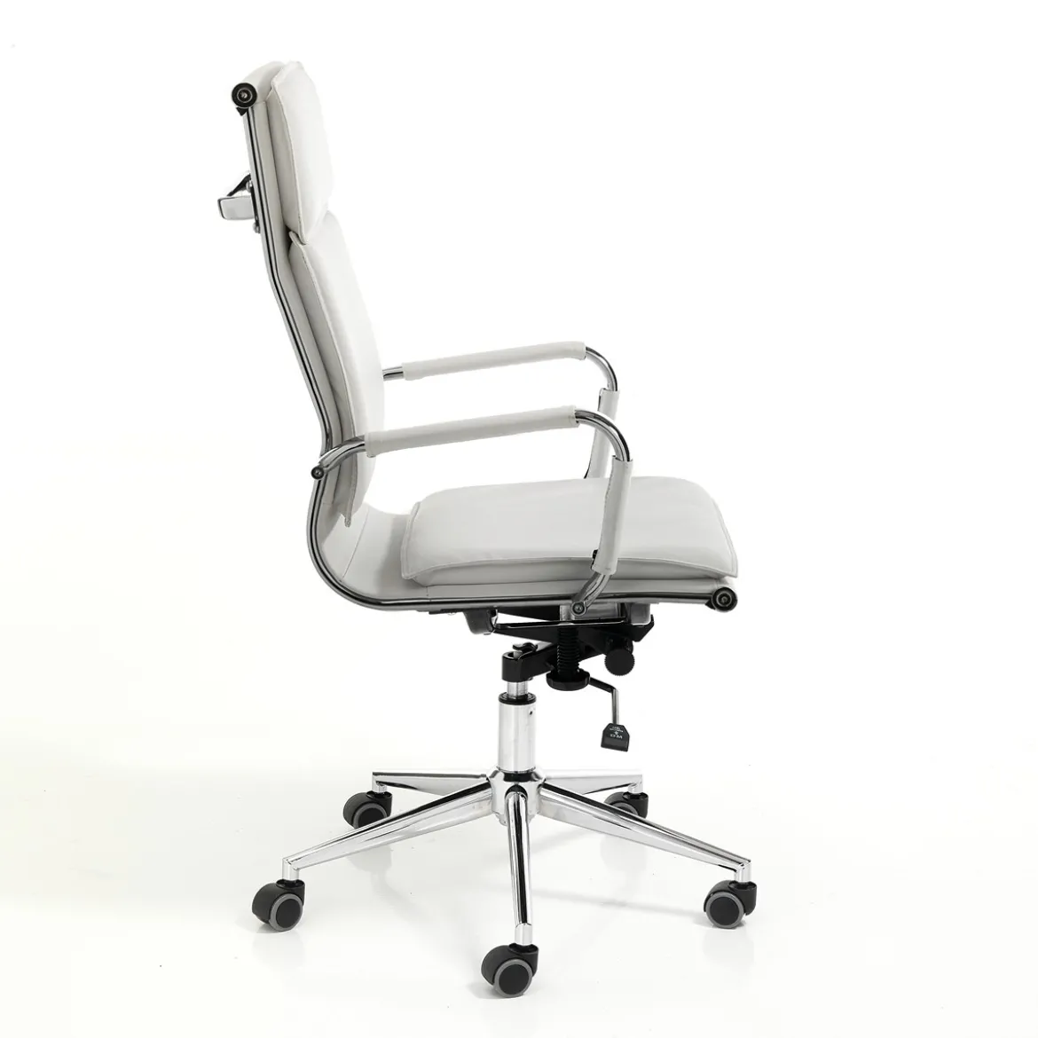 Premier white sedia da ufficio regolabile e girevole in pelle sintetica bianca con ruote 57x66 h110/120 cm