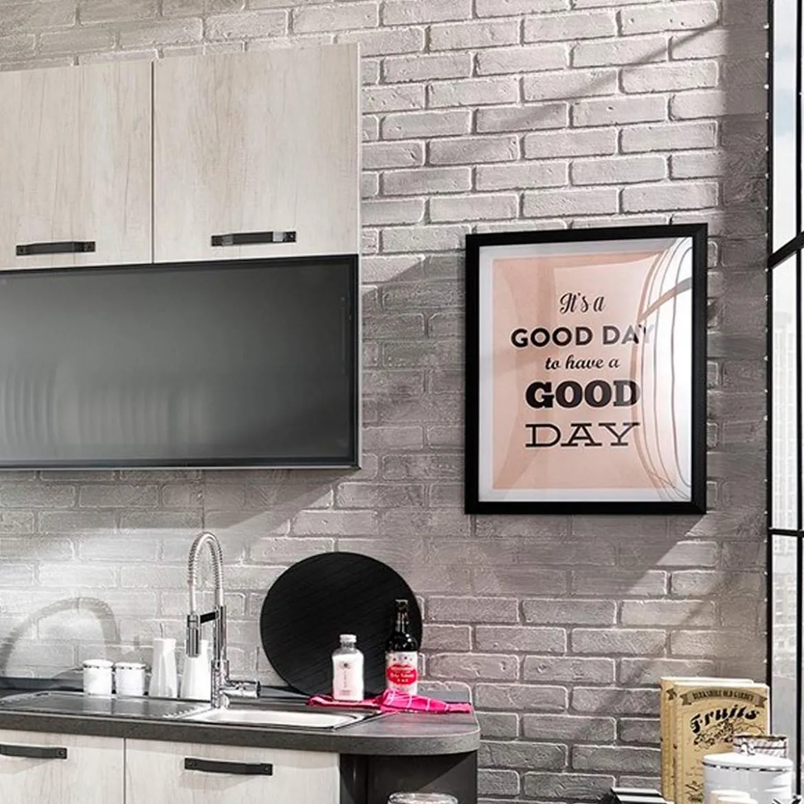 Quadro it's a good day… cornice laccata nera cm h66 l50 p25