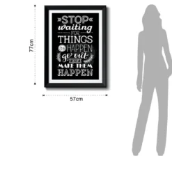 Quadro stop waiting for… cornice laccata nera cm h77 l57 p25