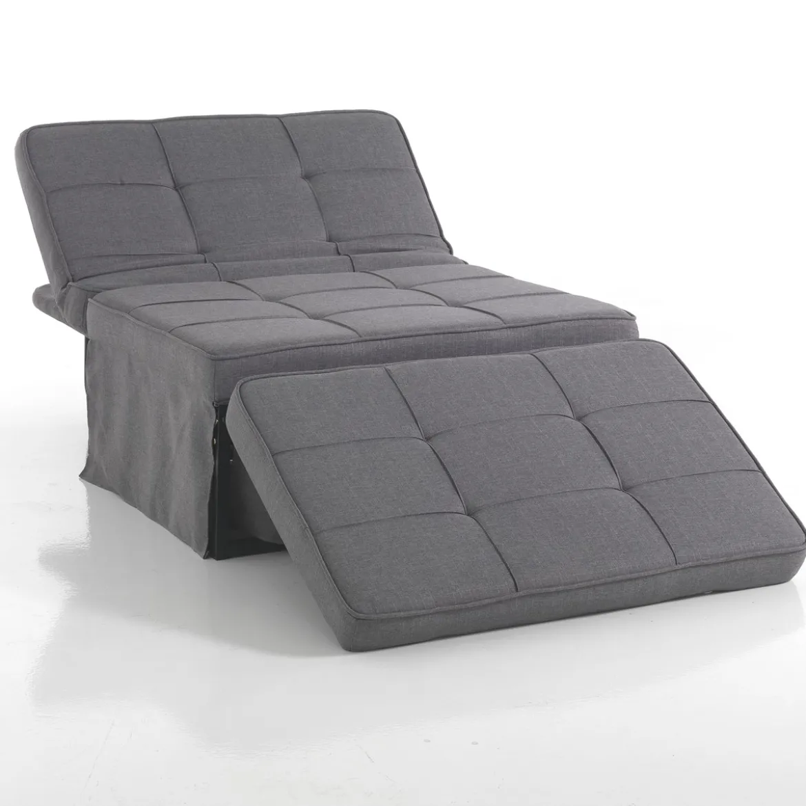 Quick longue kappa pouf trasformabile letto in tessuto grigio 95x70xh40 cm