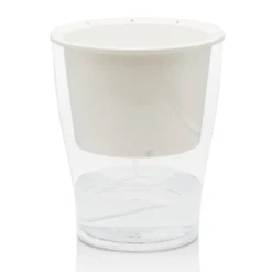 Raffy medium vaso autoinnaffiante per esterno e interno fiordaliso large bianco opaco e trasparente d17.3xh21.2 cm