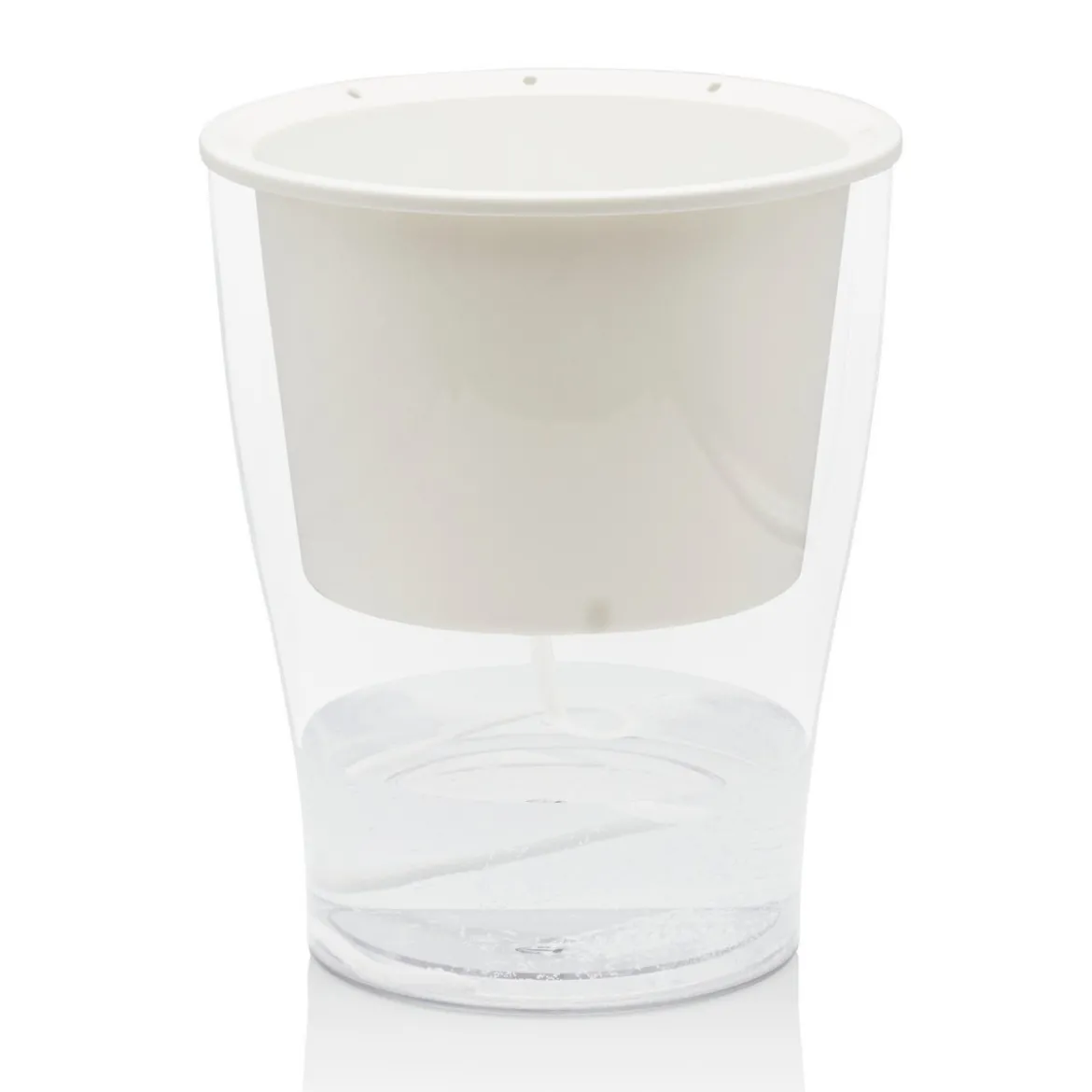 Raffy medium vaso autoinnaffiante per esterno e interno fiordaliso large bianco opaco e trasparente d17.3xh21.2 cm