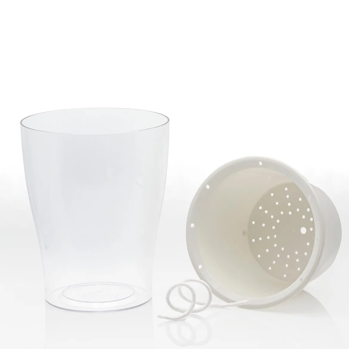 Raffy medium vaso autoinnaffiante per esterno e interno fiordaliso large bianco opaco e trasparente d17.3xh21.2 cm