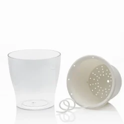 Raffy medium vaso autoinnaffiante per esterno e interno fiordaliso medium di bianco opaco e trasparente d17.3xh17 cm