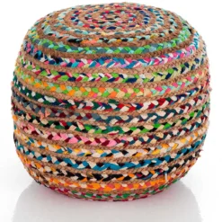 Rainbow - b pouf rotondo in juta multicolore d45xh45 cm
