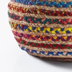 Rainbow pouf a rivestimento juta e cotone multicolore d50xh35 cm