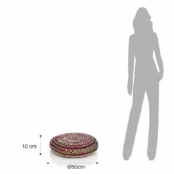 Rainbow pouf basso rotondo in juta e cotone multicolore d50xh10 cm