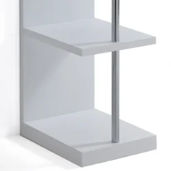 Rake libreria laccata bianco opaco e metallo cromato 30x37.5xh139 cm