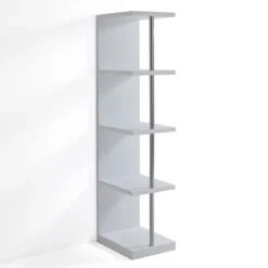 Rake libreria laccata bianco opaco e metallo cromato 30x37.5xh139 cm