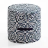 Ramon pouf rotondo rivestimento 100% cotone blu decorato d45xh45 cm