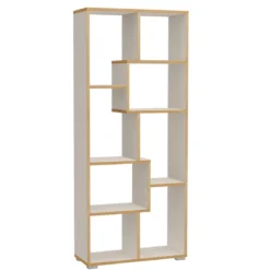 Random-a libreria bianca opaco con bordo in rovere reversibile 69x27.5xh162 cm