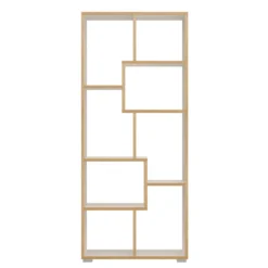 Random-a libreria bianca opaco con bordo in rovere reversibile 69x27.5xh162 cm