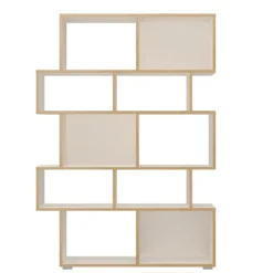 Random-b libreria bianca opaco con bordo in rovere reversibile 115x28xh164 cm