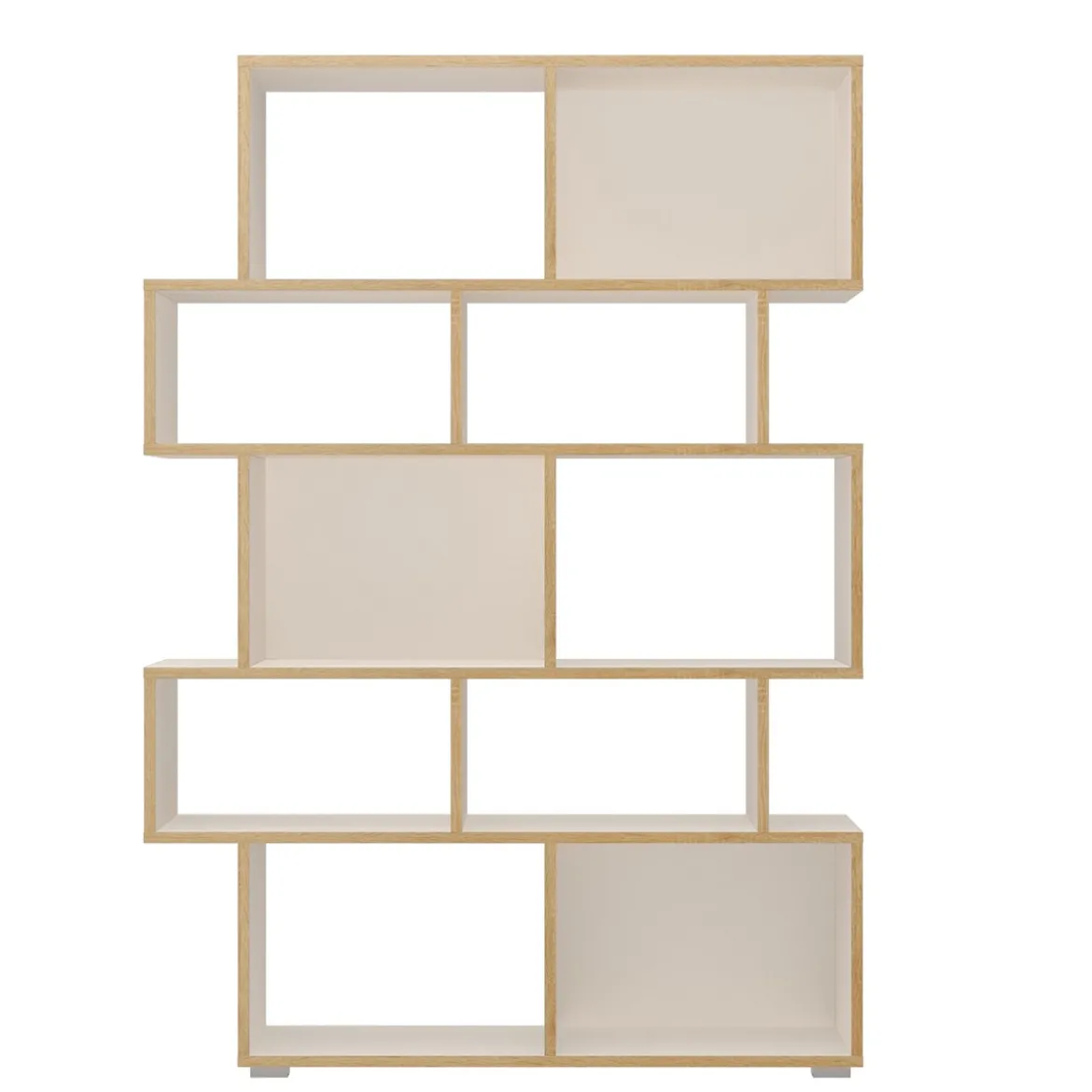 Random-b libreria bianca opaco con bordo in rovere reversibile 115x28xh164 cm