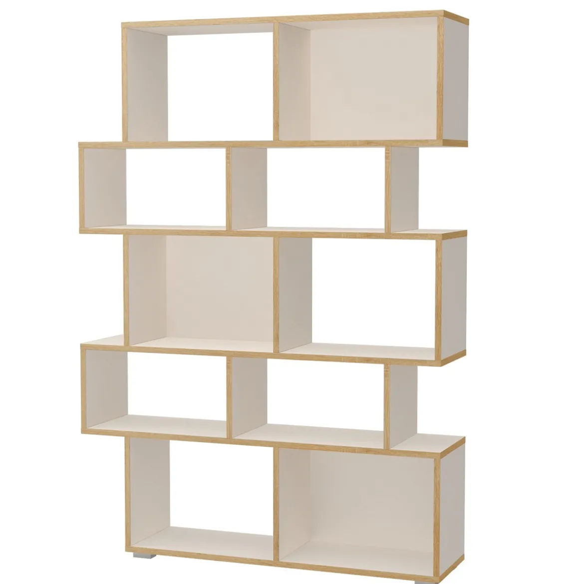 Random-b libreria bianca opaco con bordo in rovere reversibile 115x28xh164 cm