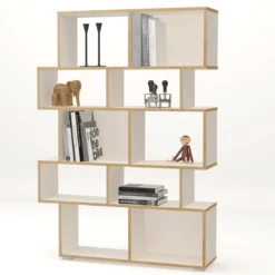 Random-b libreria bianca opaco con bordo in rovere reversibile 115x28xh164 cm