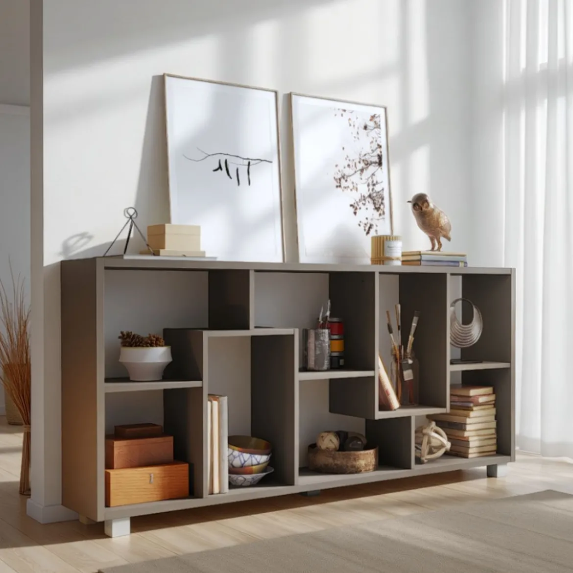 Random grey libreria finitura grigio grafite opaco utilizzo verticale - orizzontale h161 l685 p25