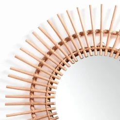 Rays-c natural specchio da parete natural in rattan e vetro 60x55 cm