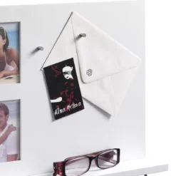 Reminder pannello memo con mensola laccato bianco opaco 39.5x7xh27 cm