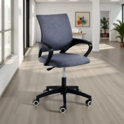 Rik poltrona da ufficio regolabile e girevole in tessuto di colore grigio con ruote 56x56 h85/95 cm