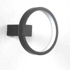 Ring applique led in alluminio colore nero opaco d15x7.5 cm