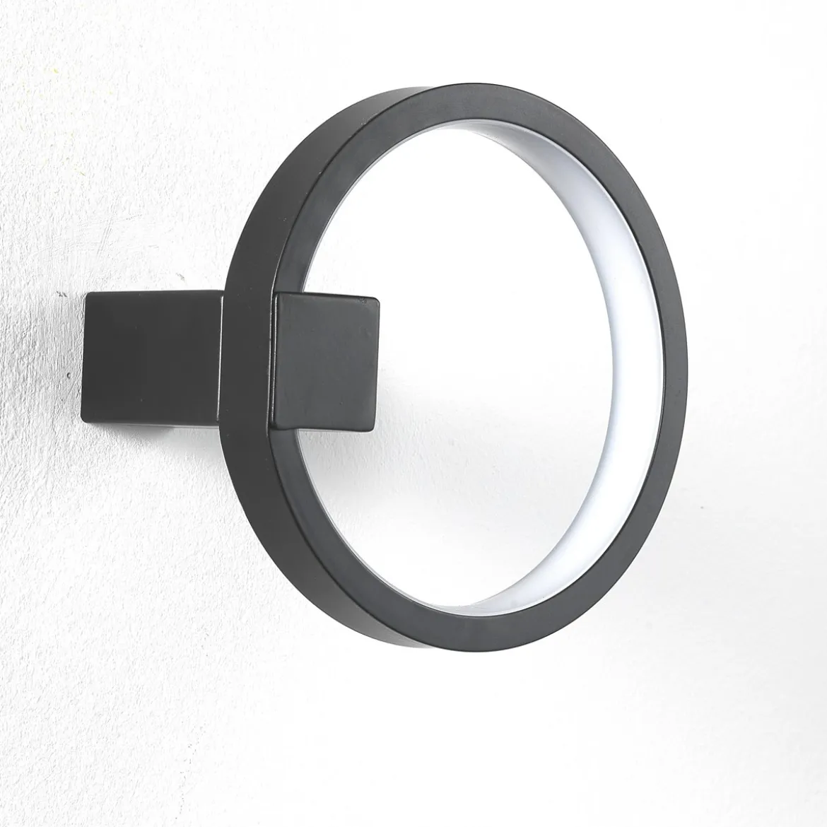 Ring applique led in alluminio colore nero opaco d15x7.5 cm