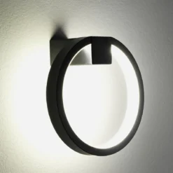 Ring applique led in alluminio colore nero opaco d15x7.5 cm