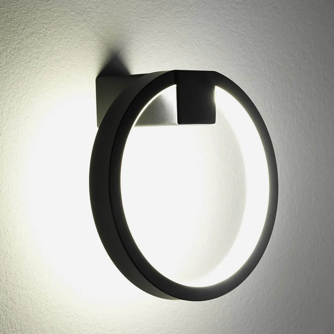 Ring applique led in alluminio colore nero opaco d15x7.5 cm