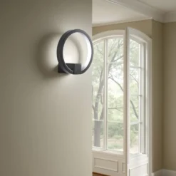 Ring applique led in alluminio colore nero opaco d15x7.5 cm