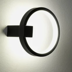 Ring applique led in alluminio colore nero opaco d15x7.5 cm