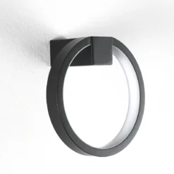Ring applique led in alluminio colore nero opaco d15x7.5 cm