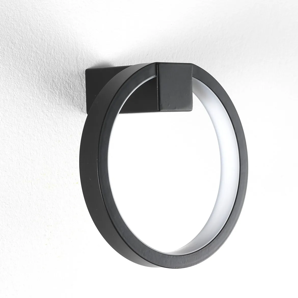 Ring applique led in alluminio colore nero opaco d15x7.5 cm