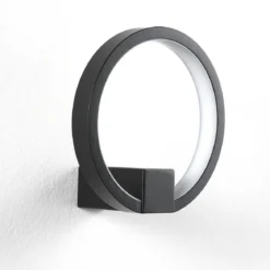 Ring applique led in alluminio colore nero opaco d15x7.5 cm