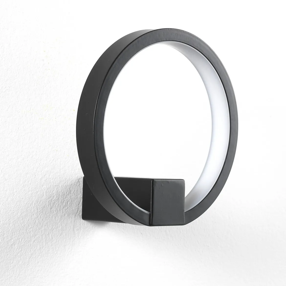 Ring applique led in alluminio colore nero opaco d15x7.5 cm