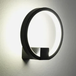 Ring applique led in alluminio colore nero opaco d15x7.5 cm