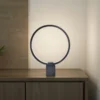 Ring lampada da tavolo led in metallo verniciato nero opaco con base in marmo nero 30x7 h37 cm
