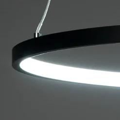 Ring lampadario led in allumino nero opaco con filo regolabile d60 h92 cm