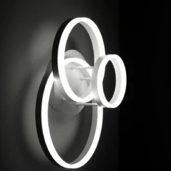 Rings white plafoniera / applique led in metallo bianco opaco 55x40 h19 cm