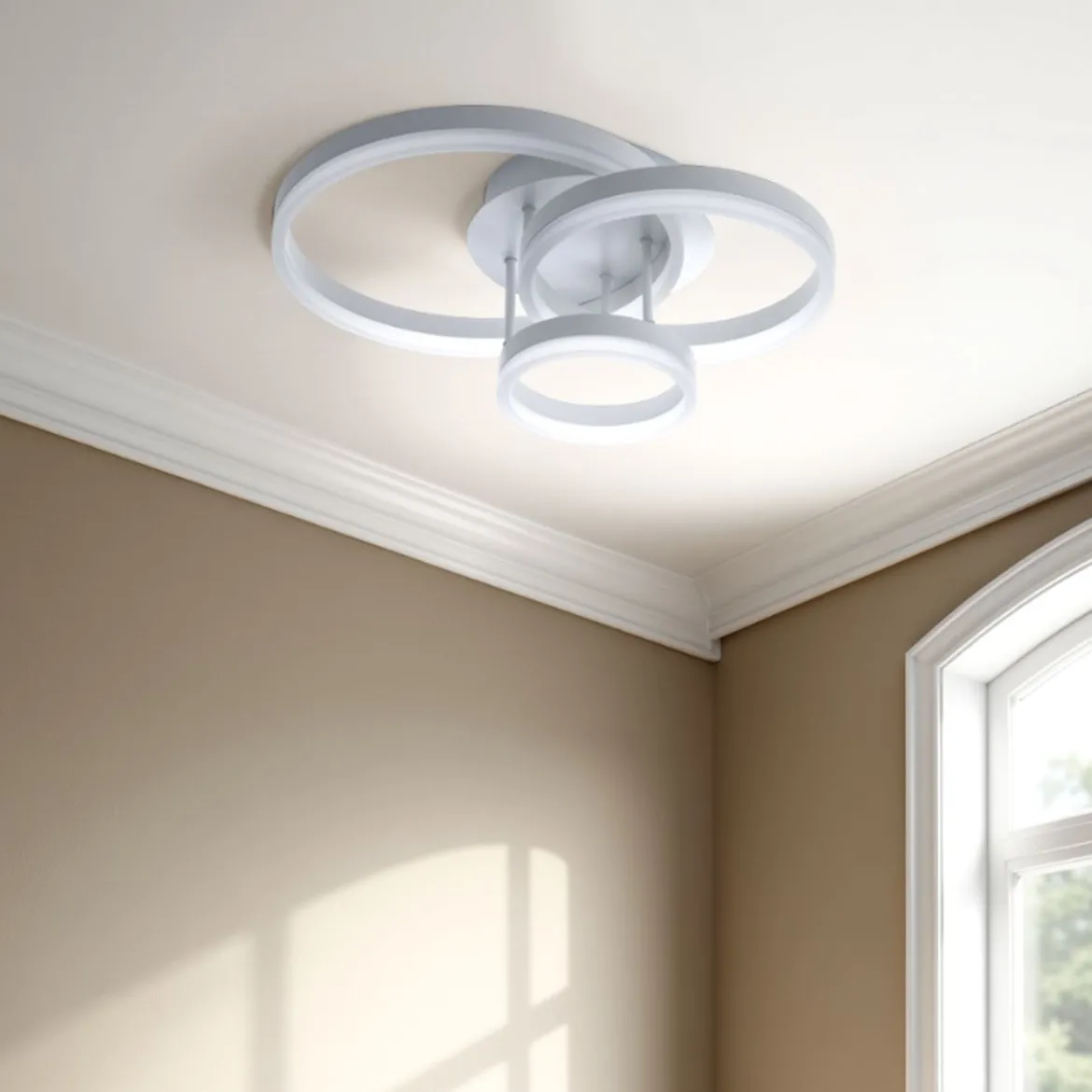 Rings white plafoniera / applique led in metallo bianco opaco 55x40 h19 cm