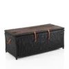 Rino black tavolino contenitore in rattan nero e legno sbiancato per interno/esterno 110x50xh45 cm