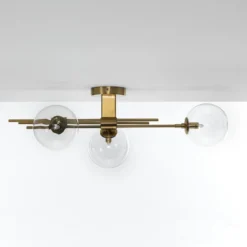 Roy lampadario / applique in metallo verniciato ottone opaco con sfere in vetro 74x20 h23 cm