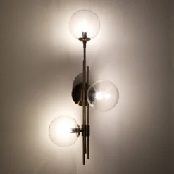 Roy lampadario / applique in metallo verniciato ottone opaco con sfere in vetro 74x20 h23 cm