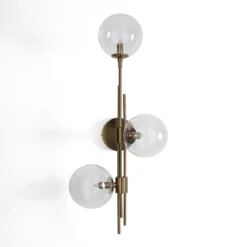 Roy lampadario / applique in metallo verniciato ottone opaco con sfere in vetro 74x20 h23 cm