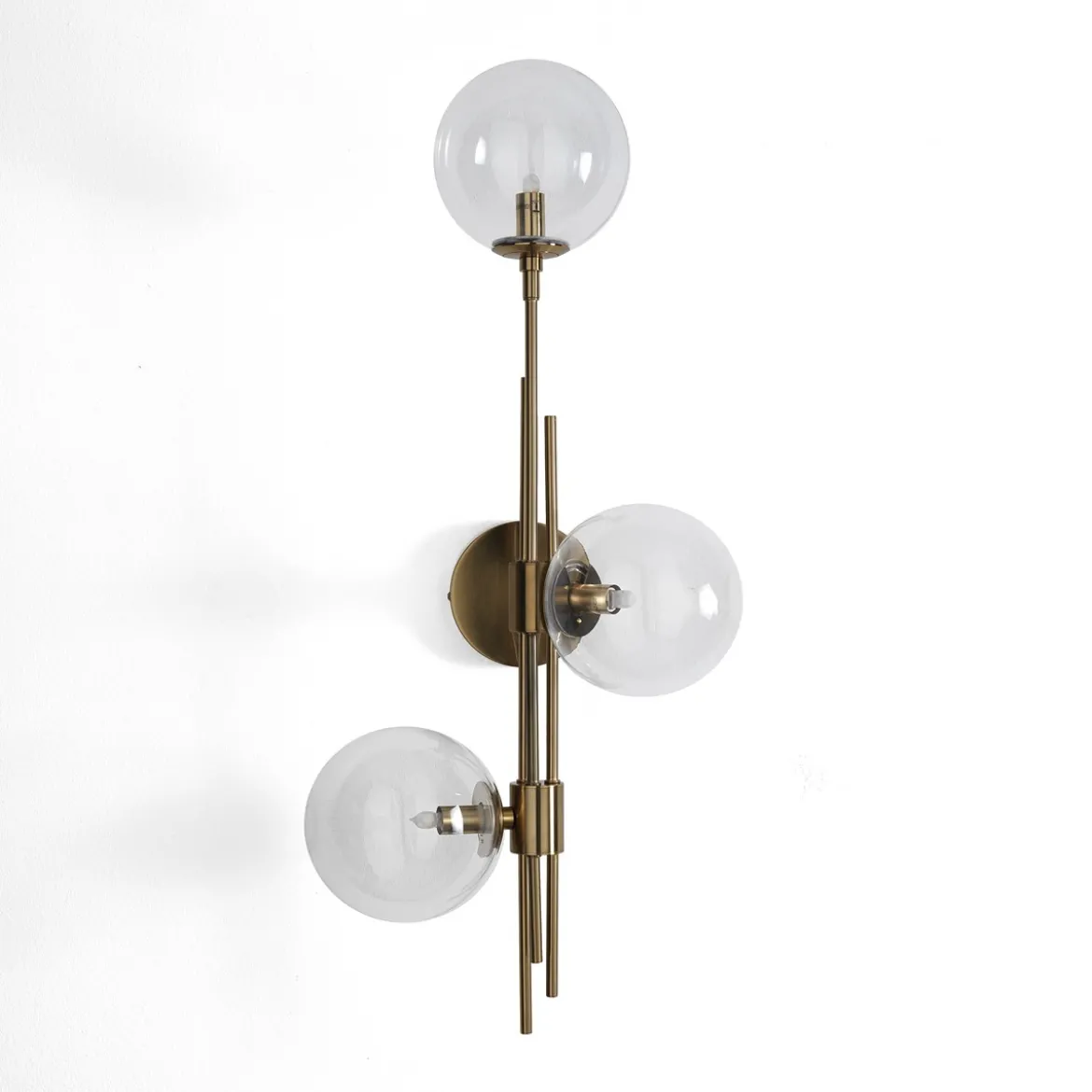 Roy lampadario / applique in metallo verniciato ottone opaco con sfere in vetro 74x20 h23 cm