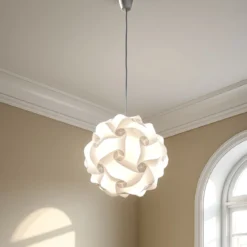 Rullo lampadario in polipropilene bianco con filo regolabile d44 h44 cm
