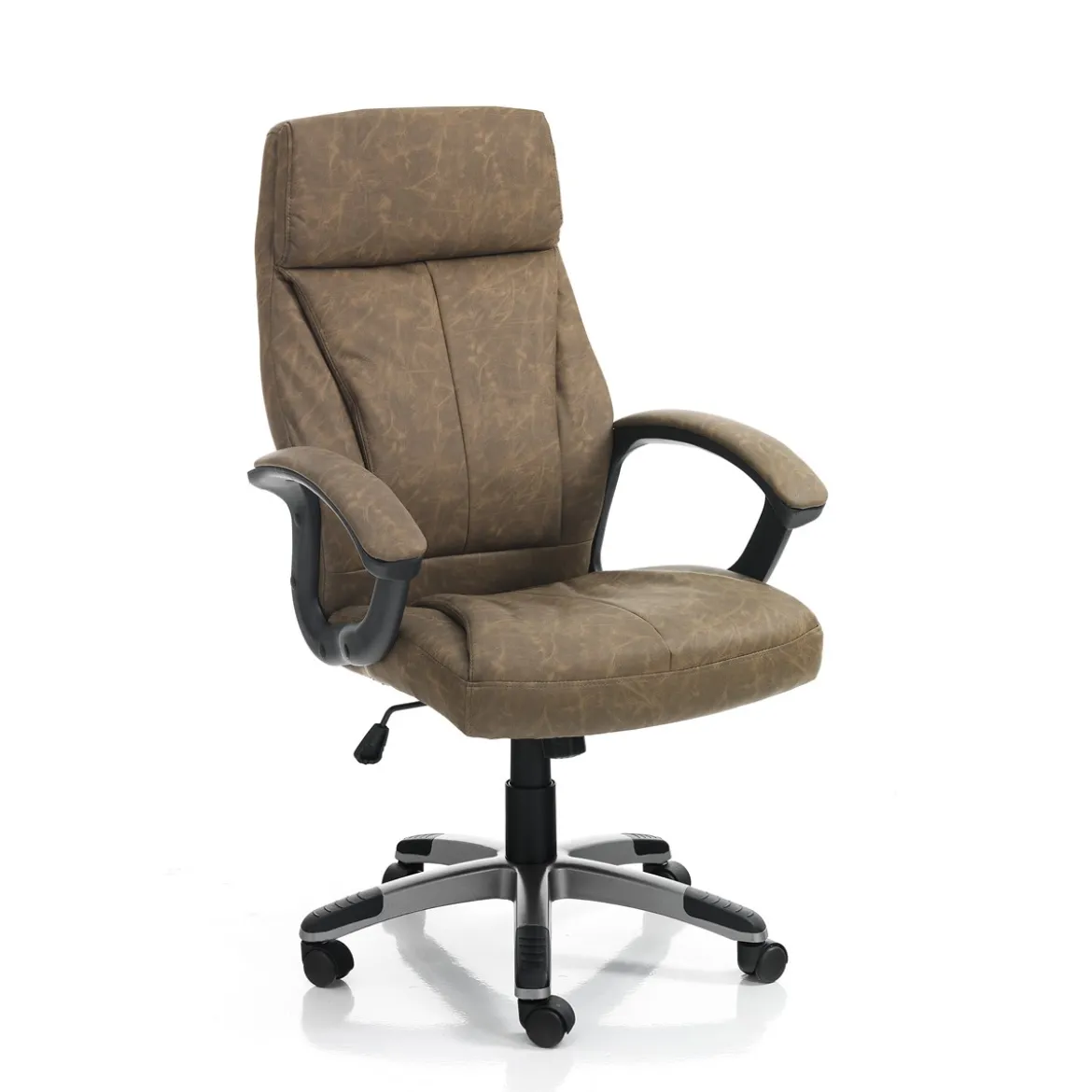 Rye brown sedia da ufficio regolabile e girevole in pelle sintetica marrone effetto invecchiato 64x63 h111/121 cm
