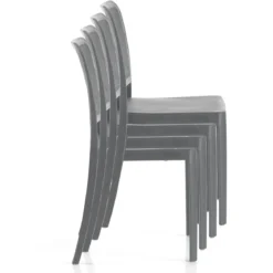 Sabine grey sedia interno esterno polip. colore grigio impilabile resistente agenti e raggi uv h.86 l.43 p.50 cm