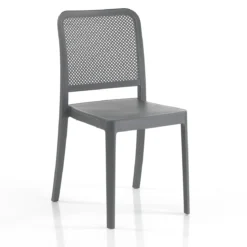 Sabine grey sedia interno esterno polip. colore grigio impilabile resistente agenti e raggi uv h.86 l.43 p.50 cm