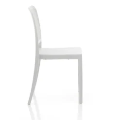 Sabine white sedia interno esterno polip. colore bianco impilabile resistente agenti e raggi uv h.86 l.43 p.50 cm
